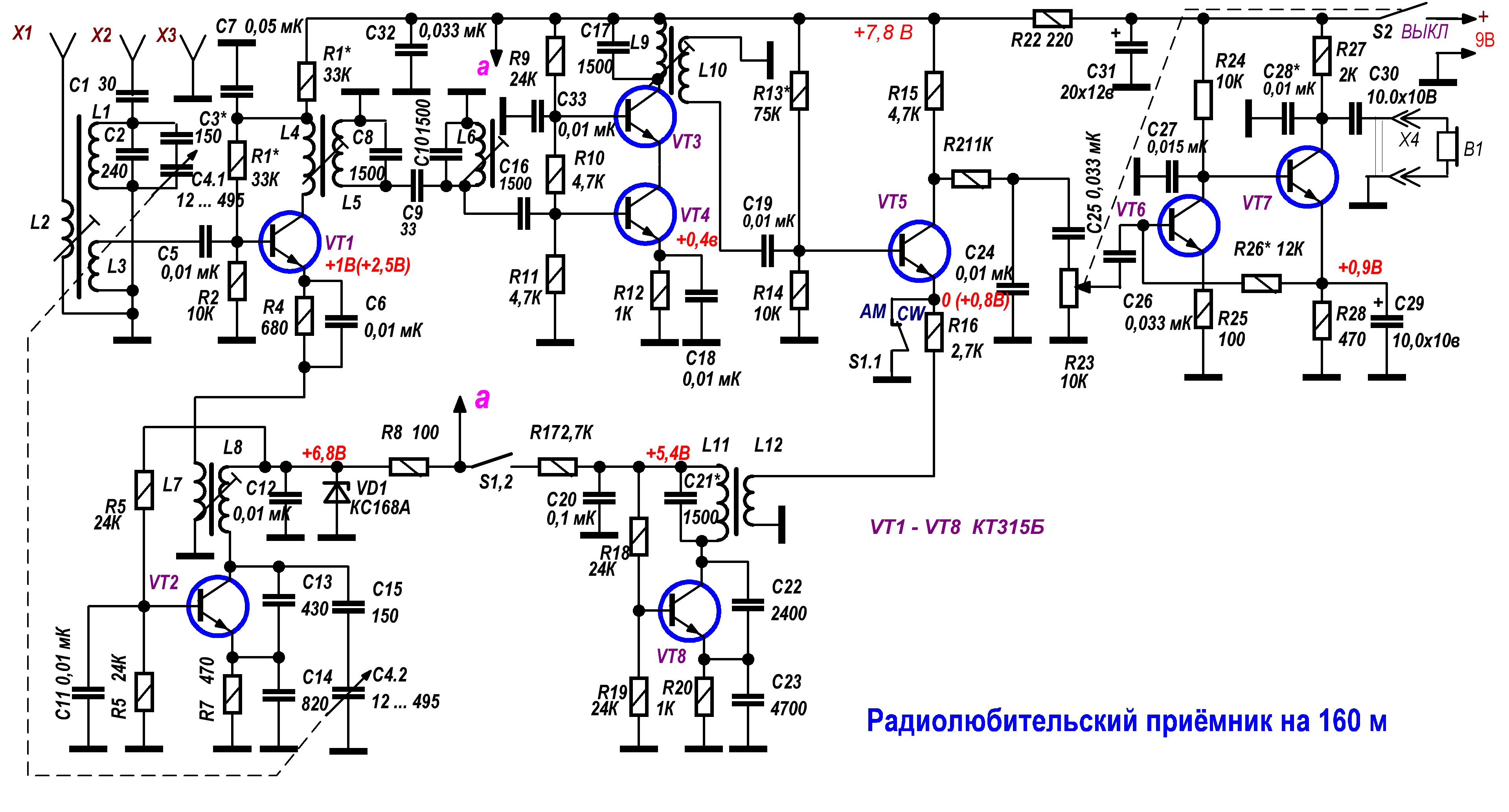 Схема кв приемника на любительские диапазоны